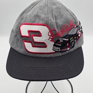 Vintage Dale Earnhardt Hat Cap Snap Back Gray Black NASCAR Racing 3 USA Mens 90s